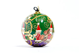 JAZZ SANTAS CLOISONNE ORNAMENT (GREEN)