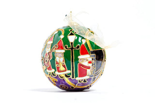 JAZZ SANTAS CLOISONNE ORNAMENT (GREEN)