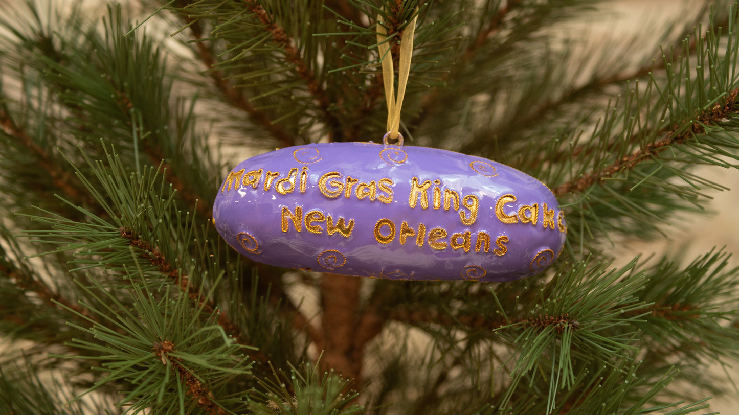 MARDI GRAS KING CAKE CLOISONNE ORNAMENT