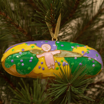 MARDI GRAS KING CAKE CLOISONNE ORNAMENT