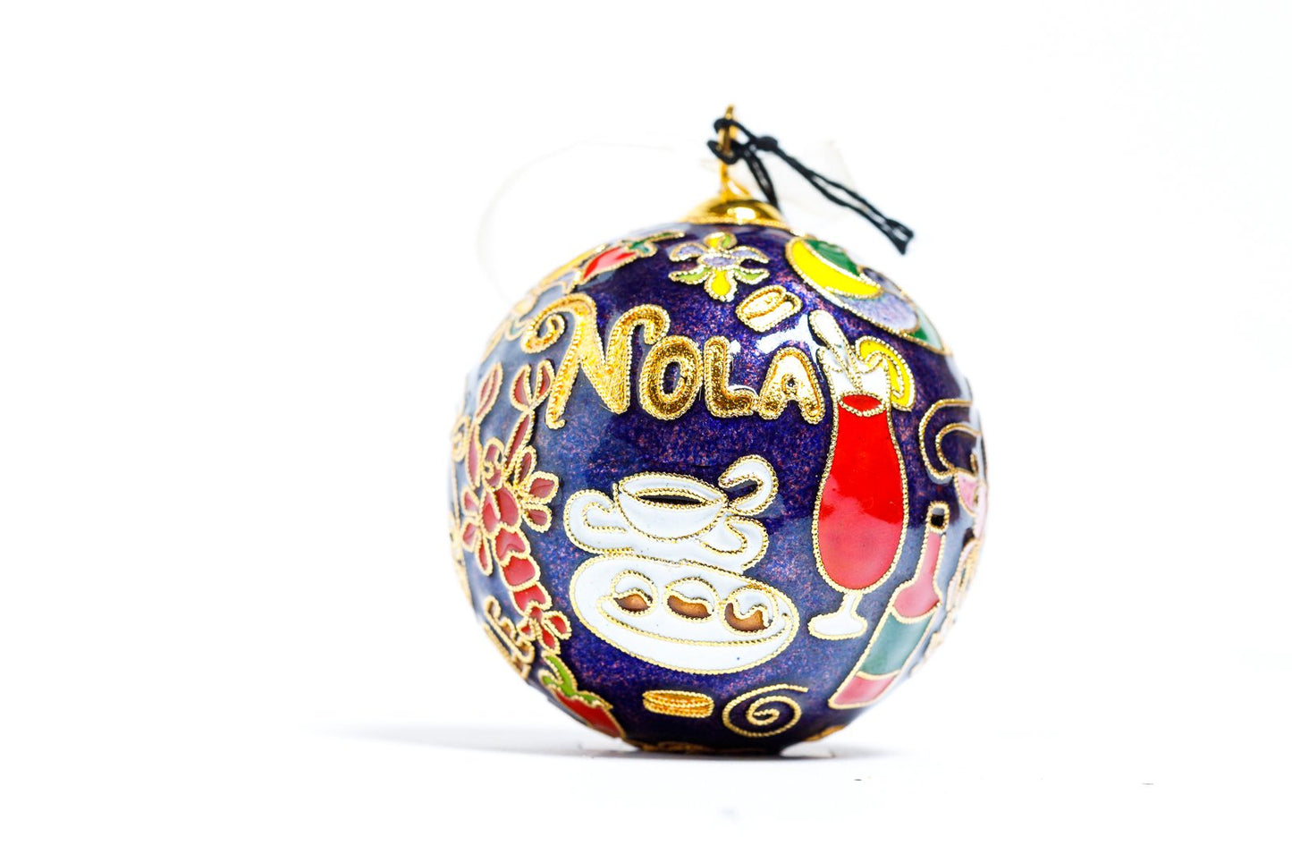 NEW ORLEANS FOOD CLOISONNE ORNAMENT (PURPLE)