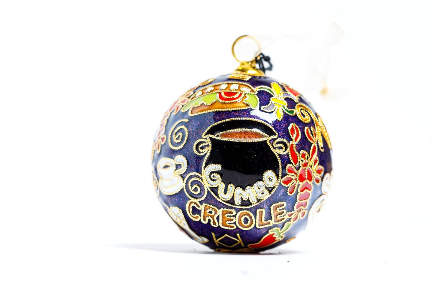 NEW ORLEANS FOOD CLOISONNE ORNAMENT (PURPLE)