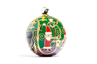 JAZZ SANTAS CLOISONNE ORNAMENT (GREEN)