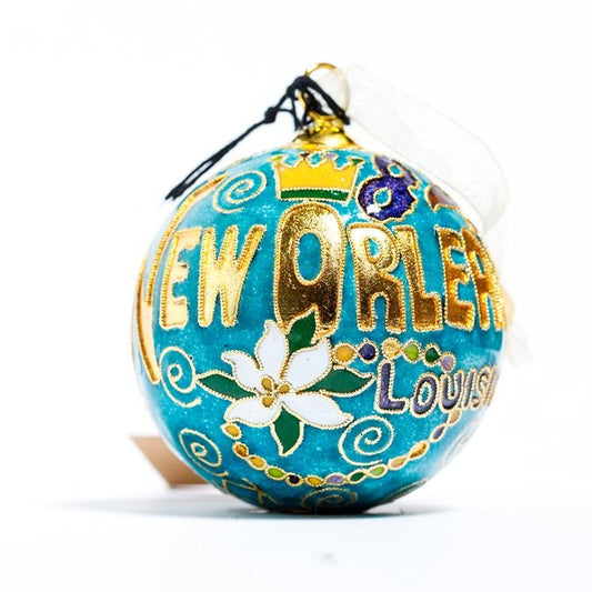 NOLA STATE ICONS CLOISONNE ORNAMENT (TURQUOISE)