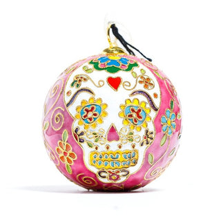 SUGAR SKULLS CLOISONNE ORNAMENT (PINK)