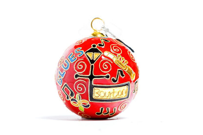 NEW ORLEANS JAZZ CLOISONNE ORNAMENT (RED)