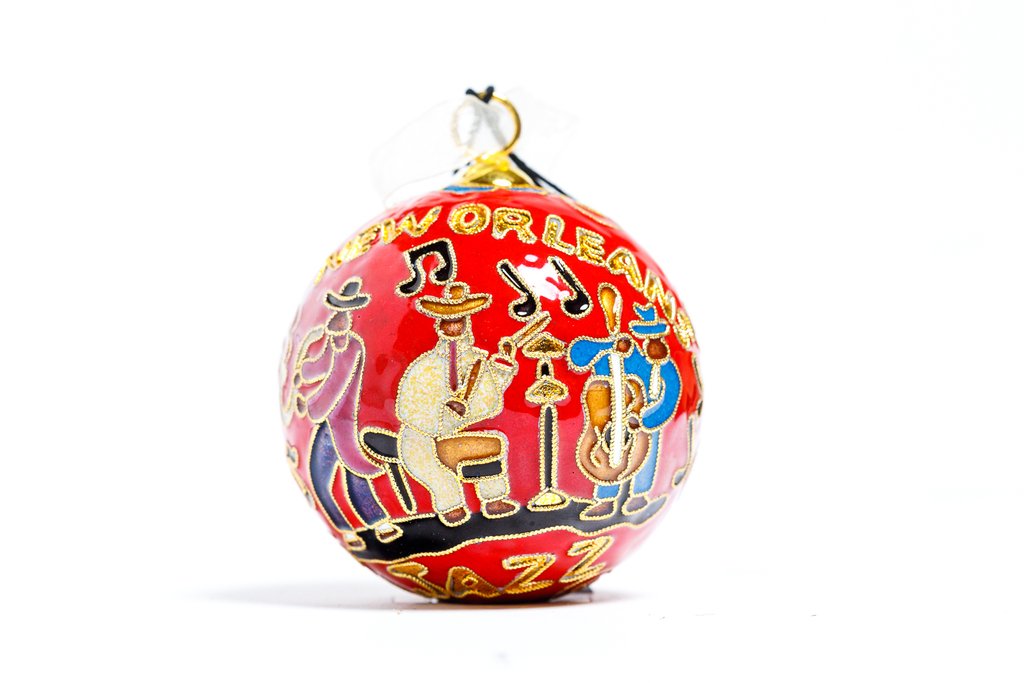 NEW ORLEANS JAZZ CLOISONNE ORNAMENT (RED)