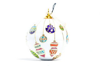 ORNAMENTS HANGING CLOISONNE ORNAMENT (WHITE)