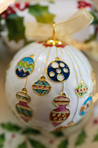 ORNAMENTS HANGING CLOISONNE ORNAMENT (WHITE)