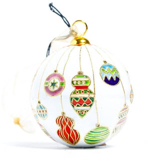 ORNAMENTS HANGING CLOISONNE ORNAMENT (WHITE)