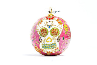 SUGAR SKULLS CLOISONNE ORNAMENT (PINK)