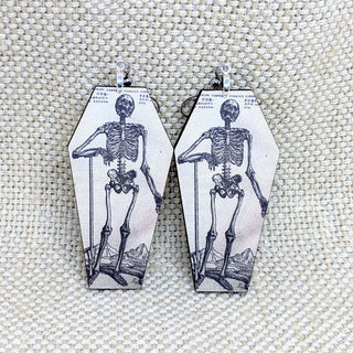 Iamsonotcool - Coffin Skeleton Earrings - Halloween Earrings