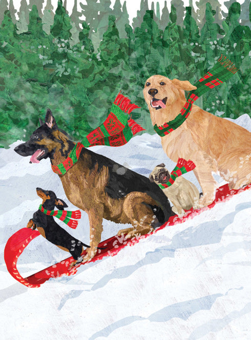 DOG TOBOGGAN (BOX OF 10 NOTECARDS)