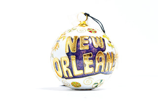 NEW ORLEANS CANDY CANES CLOISONNE ORNAMENT (WHITE)