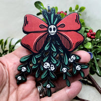 Creepy Christmas Ornament Skull Mistletoe
