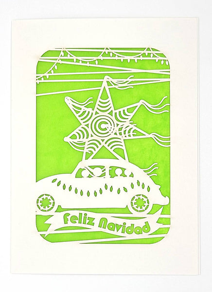 Feliz Navidad with a VW bug y Pinta: Lime Green / A2