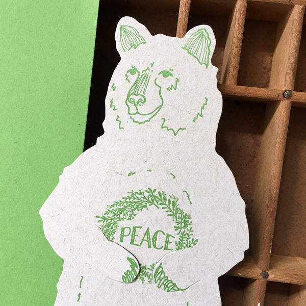 PEACE GRIZZLY BEAR HUG DIE CUT CARD