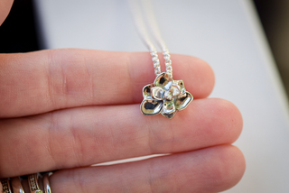 Small Silver Magnolia Pendant